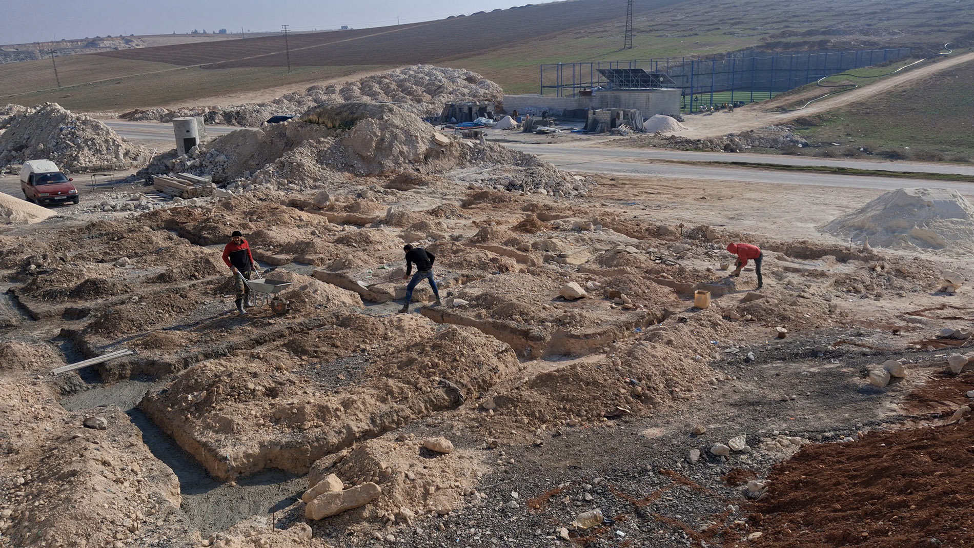 Engineers inspecting rebar works